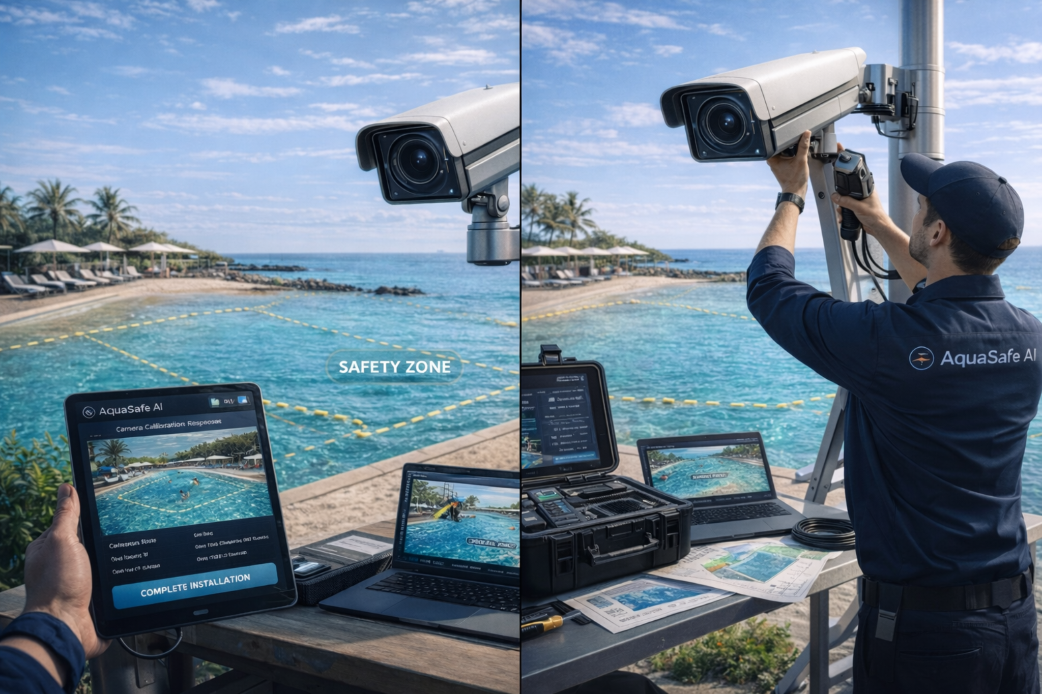 Site study, zone simulation and AquaSafe AI installation setup